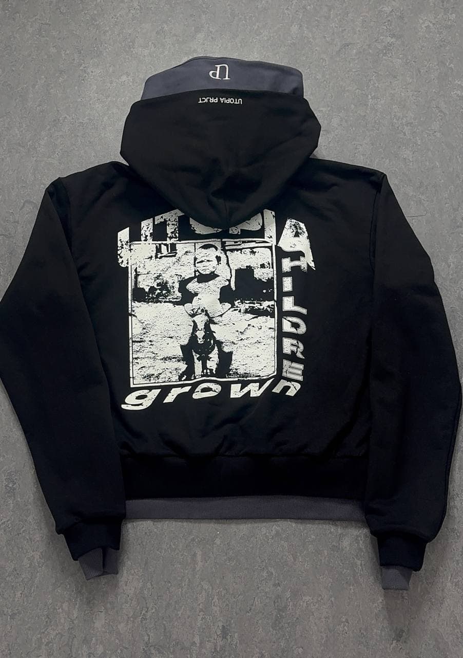 Grown Children Double Zip Hoodie Black — Black — view 5