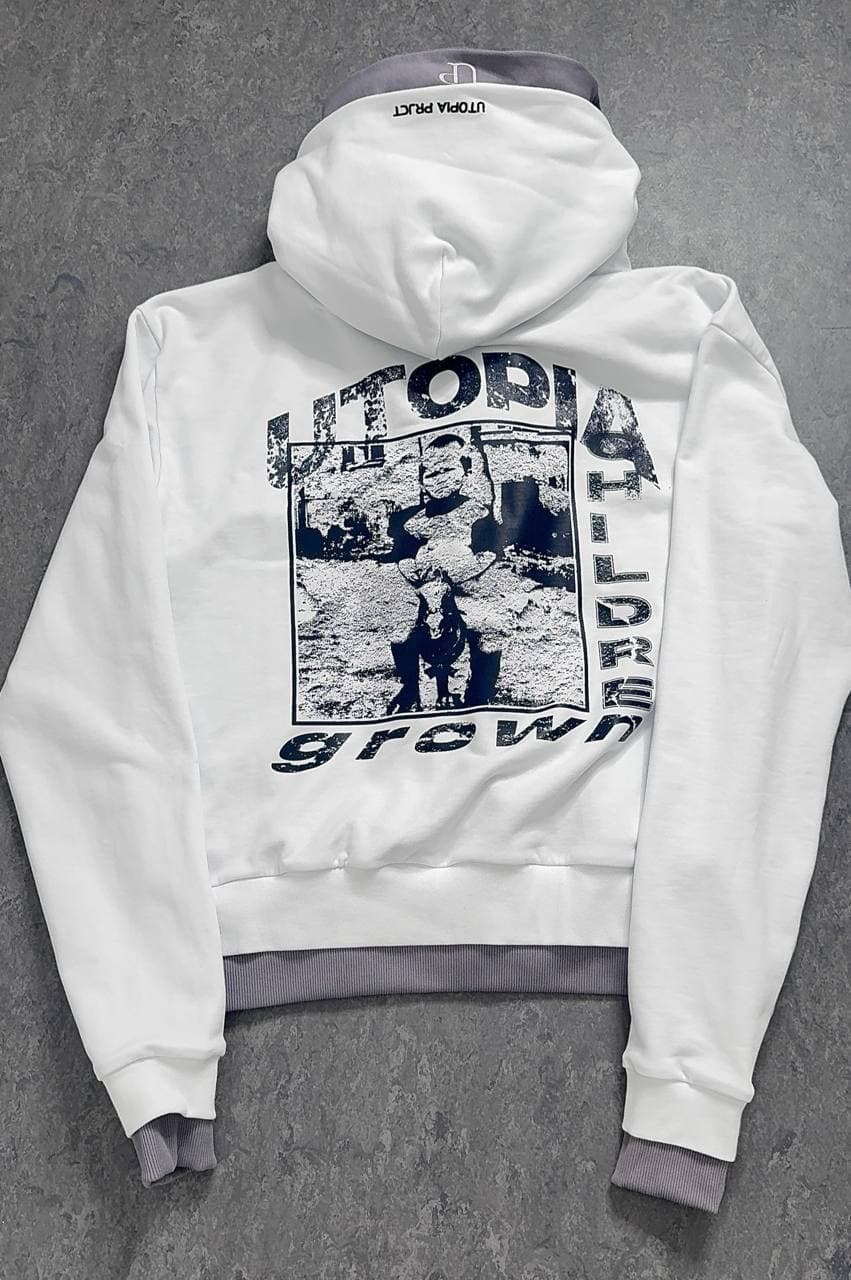 Grown Children Double Zip Hoodie White — White — view 6