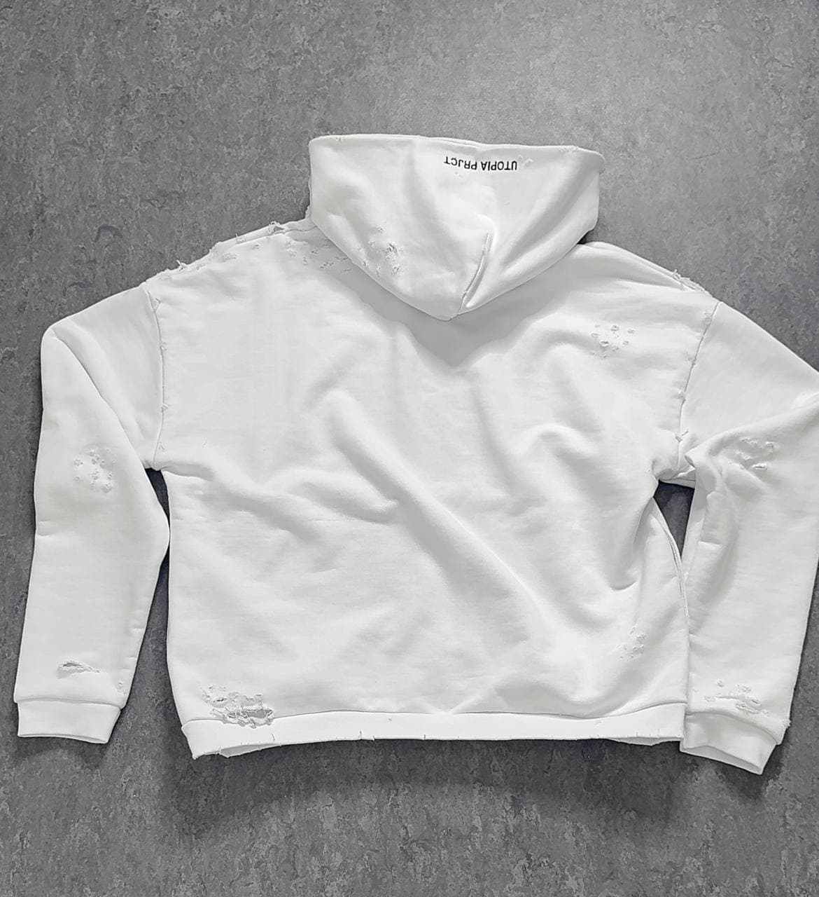 Lyrica 150mg Hard Distressed Hoodie — White — view 4