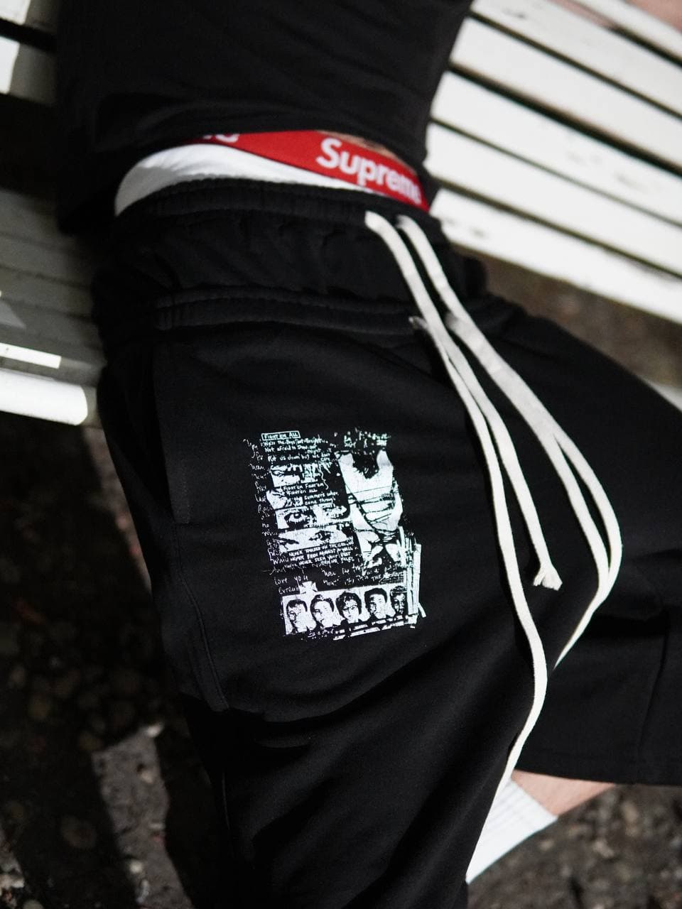 «Why Hate Me» Double Waist Shorts — Black — view 3